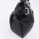Salvatore Ferragamo Gancini Hand Bag Leather Black Silver Auth 192300A-5