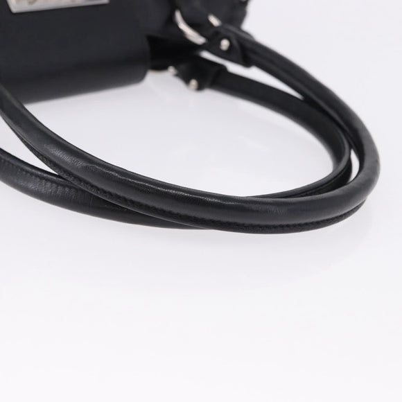 Salvatore Ferragamo Gancini Hand Bag Leather Black Silver Auth 192300A