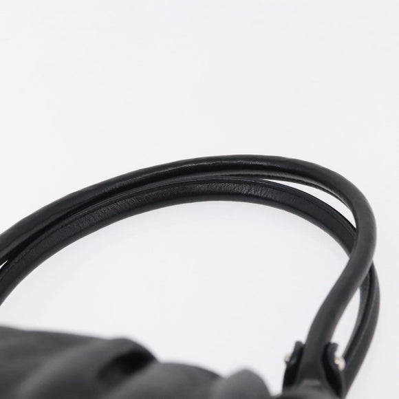 Salvatore Ferragamo Gancini Hand Bag Leather Black Silver Auth 192300A