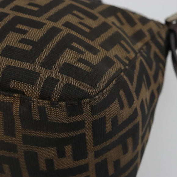 FENDI Zucca Canvas Mamma Baguette Shoulder Bag Brown Black Auth 192302V