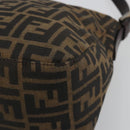 FENDI Zucca Canvas Mamma Baguette Shoulder Bag Brown Black Auth 192302V-12