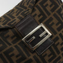 FENDI Zucca Canvas Mamma Baguette Shoulder Bag Brown Black Auth 192302V-15