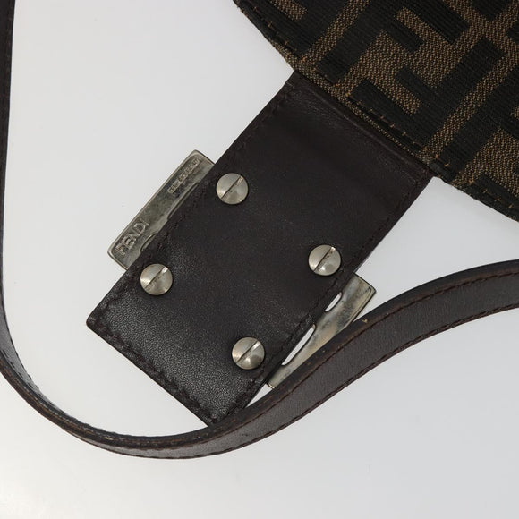 FENDI Zucca Canvas Mamma Baguette Shoulder Bag Brown Black Auth 192302V
