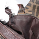 FENDI Zucca Canvas Mamma Baguette Shoulder Bag Brown Black Auth 192302V-23