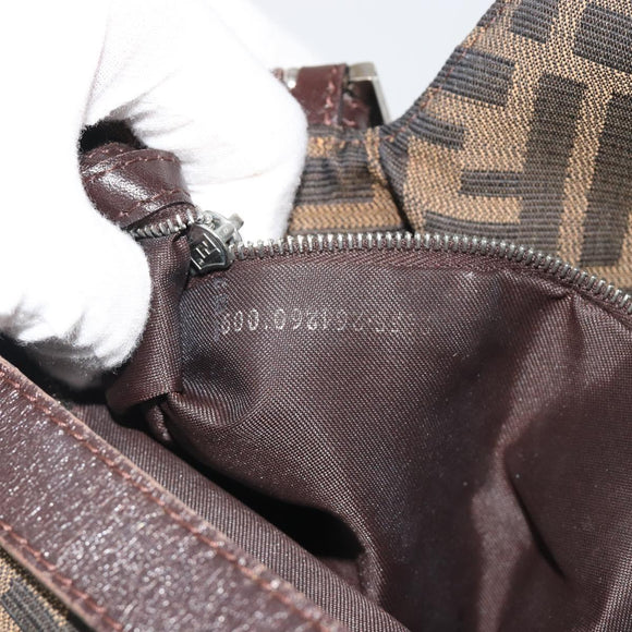 FENDI Zucca Canvas Mamma Baguette Shoulder Bag Brown Black Auth 192302V