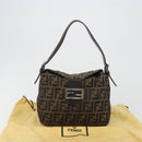 FENDI Zucca Canvas Mamma Baguette Shoulder Bag Brown Black Auth 192302V-25
