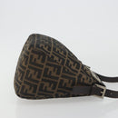 FENDI Zucca Canvas Mamma Baguette Shoulder Bag Brown Black Auth 192302V-4
