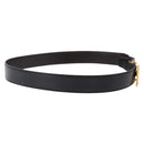 HERMES Constant H Belt Leather 35"" Black Gold Auth 192305-4