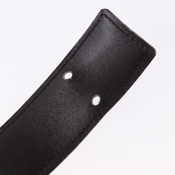 HERMES Constant H Belt Leather 35"" Black Gold Auth 192305