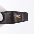 HERMES Constant H Belt Leather 35"" Black Gold Auth 192305-9