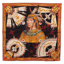 HERMES Carre90 Scarf Silk ""Cosmogonie Apache"" Brown Black Auth 192369M-1