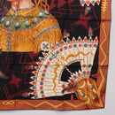 HERMES Carre90 Scarf Silk ""Cosmogonie Apache"" Brown Black Auth 192369M-10