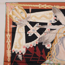 HERMES Carre90 Scarf Silk ""Cosmogonie Apache"" Brown Black Auth 192369M-14