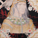 HERMES Carre90 Scarf Silk ""Cosmogonie Apache"" Brown Black Auth 192369M-18