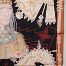 HERMES Carre90 Scarf Silk ""Cosmogonie Apache"" Brown Black Auth 192369M-19