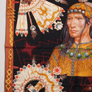 HERMES Carre90 Scarf Silk ""Cosmogonie Apache"" Brown Black Auth 192369M-5