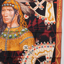 HERMES Carre90 Scarf Silk ""Cosmogonie Apache"" Brown Black Auth 192369M-7