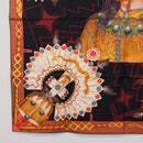 HERMES Carre90 Scarf Silk ""Cosmogonie Apache"" Brown Black Auth 192369M-8