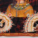 HERMES Carre90 Scarf Silk ""Cosmogonie Apache"" Brown Black Auth 192369M-9