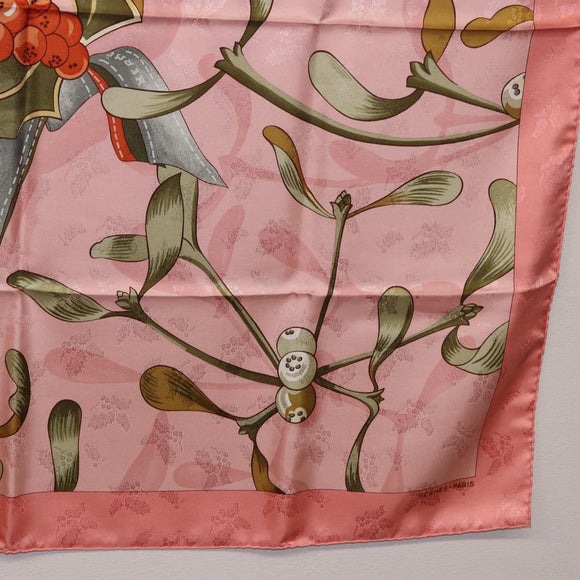 HERMES Carre90 Scarf Silk Pink Green Auth 192370M