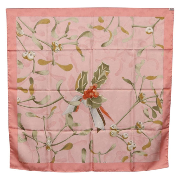 HERMES Carre90 Scarf Silk Pink Green Auth 192370M