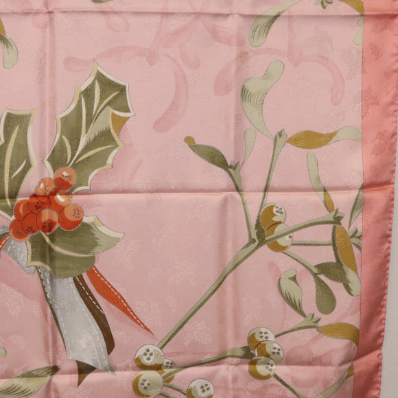 HERMES Carre90 Scarf Silk Pink Green Auth 192370M