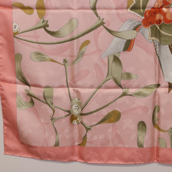 HERMES Carre90 Scarf Silk Pink Green Auth 192370M