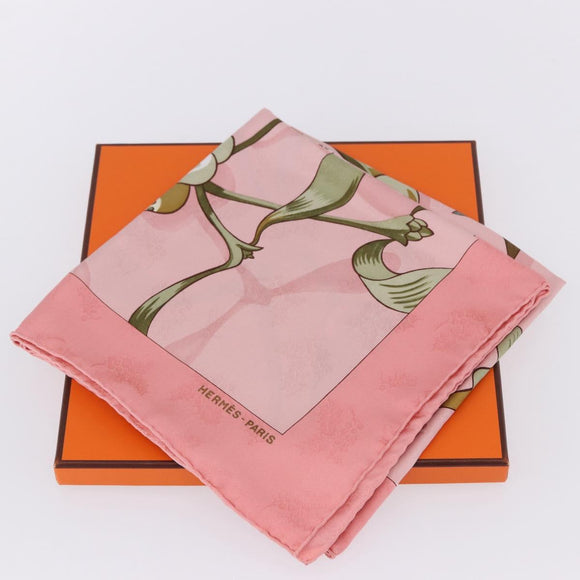 HERMES Carre90 Scarf Silk Pink Green Auth 192370M