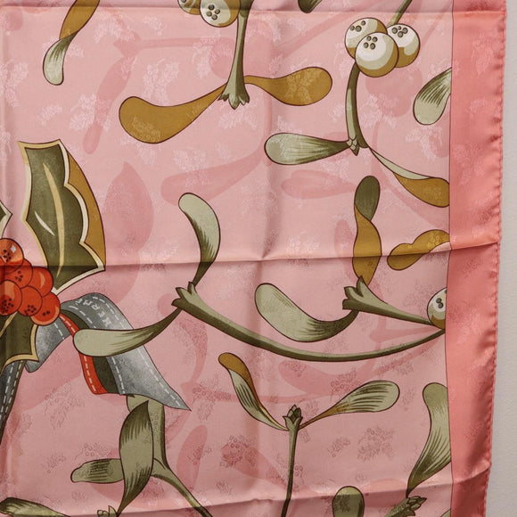 HERMES Carre90 Scarf Silk Pink Green Auth 192370M