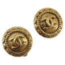 CHANEL COCO Mark Earring Metal Gold Tone CC Auth 192382-1