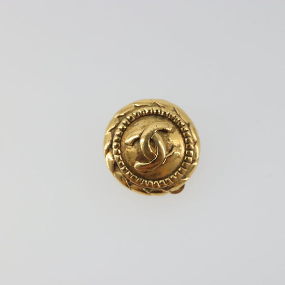 CHANEL COCO Mark Earring Metal Gold Tone CC Auth 192382
