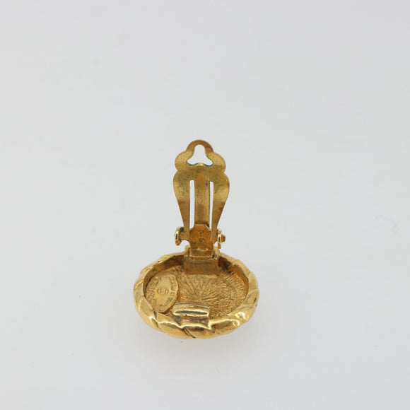 CHANEL COCO Mark Earring Metal Gold Tone CC Auth 192382