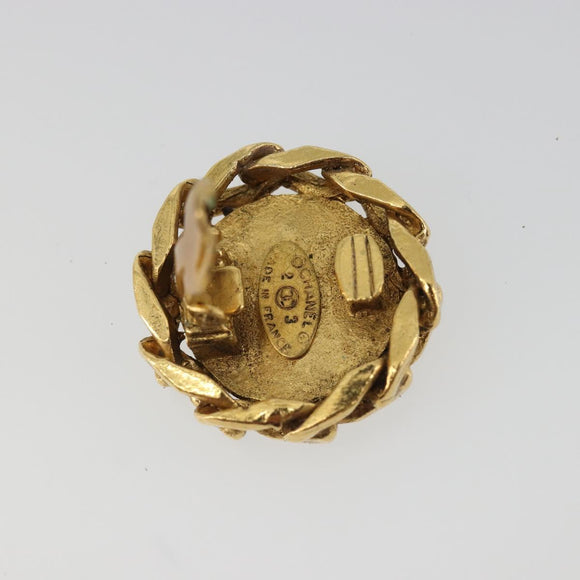 CHANEL COCO Mark Earring Metal Gold Tone CC Auth 192383