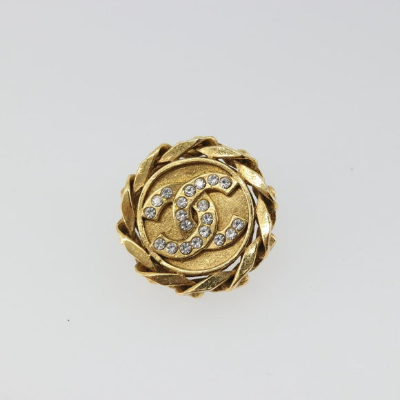 CHANEL COCO Mark Earring Metal Gold Tone CC Auth 192383