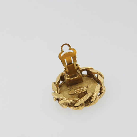 CHANEL COCO Mark Earring Metal Gold Tone CC Auth 192383