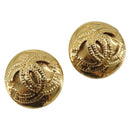 CHANEL COCO Mark Earring Metal Gold Tone CC Auth 192384-1