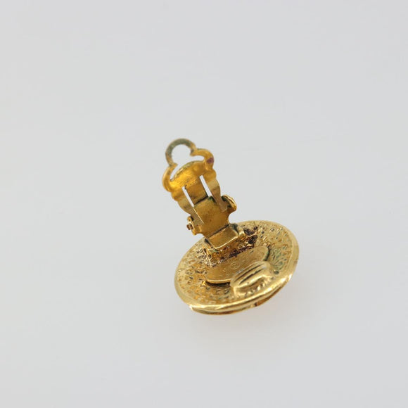 CHANEL COCO Mark Earring Metal Gold Tone CC Auth 192384