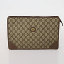 GUCCI GG Supreme Clutch Bag Tote Bag PVC Leather 2 Set Beige Gold Auth 192415-10