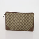 GUCCI GG Supreme Clutch Bag Tote Bag PVC Leather 2 Set Beige Gold Auth 192415-11