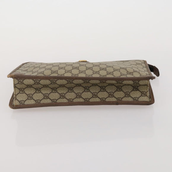 GUCCI GG Supreme Clutch Bag Tote Bag PVC Leather 2 Set Beige Gold Auth 192415