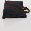 HERMES Fourre Tout MM Hand Bag Canvas 2 Set Navy Orange Auth 192416-12