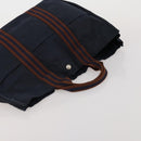 HERMES Fourre Tout MM Hand Bag Canvas 2 Set Navy Orange Auth 192416-13