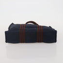 HERMES Fourre Tout MM Hand Bag Canvas 2 Set Navy Orange Auth 192416-15