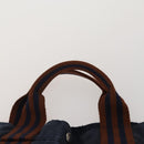 HERMES Fourre Tout MM Hand Bag Canvas 2 Set Navy Orange Auth 192416-6