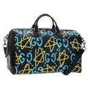 GUCCI Ghost Boston Bag Leather 2way Black Silver Auth 192424SAM-1