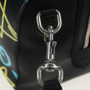 GUCCI Ghost Boston Bag Leather 2way Black Silver Auth 192424SAM-16