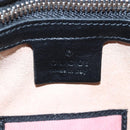 GUCCI Ghost Boston Bag Leather 2way Black Silver Auth 192424SAM-18