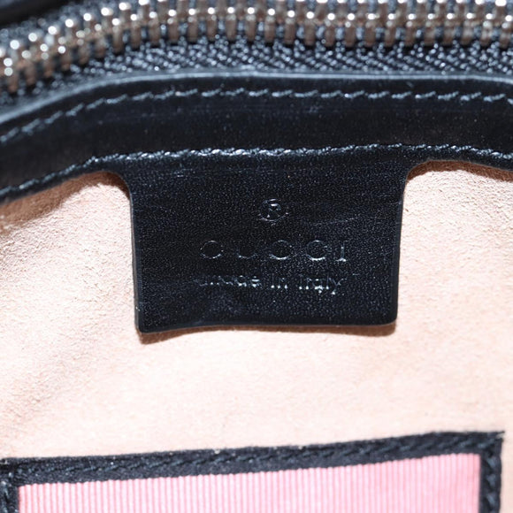 GUCCI Ghost Boston Bag Leather 2way Black Silver Auth 192424SAM