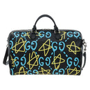 GUCCI Ghost Boston Bag Leather 2way Black Silver Auth 192424SAM-2