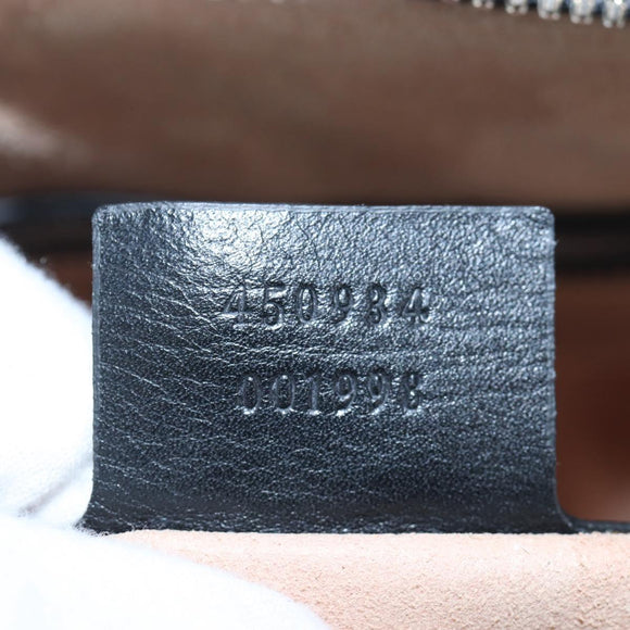 GUCCI Ghost Boston Bag Leather 2way Black Silver Auth 192424SAM